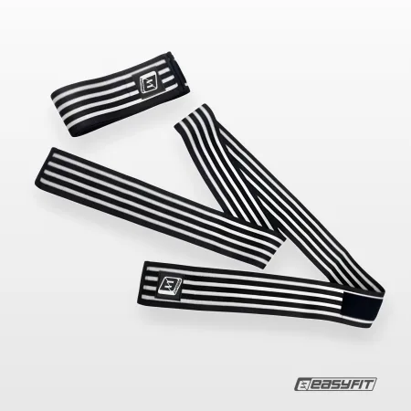 Бинт для присідань EasyFit фіксатор колінного суглоба (чорно-білий)