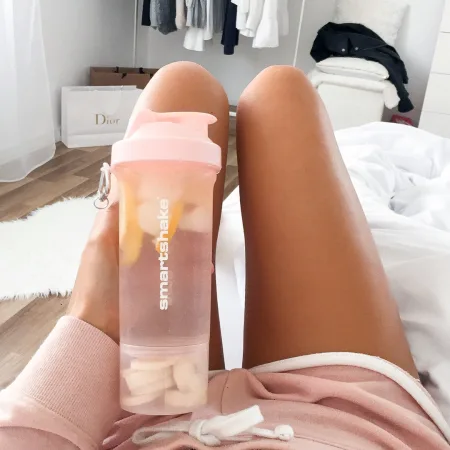 Шейкер спортивний SmartShake Slim - 500 мл Бавовняний Рожевий Світлий Лавандовий