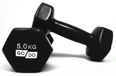 Гантелі для фітнесу з вініловим покриттям GoDo 2 шт по - 5 кг GD5.0 BK