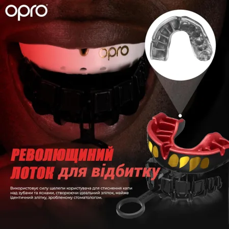 Капа OPRO Gold доросла (вік 11+) JAWS Black/Red (art.102504011)