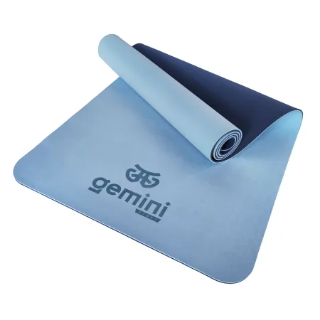 Килимок для фітнесу та йоги Sport TPE+TC 6 мм - темно-блакитний-синій
