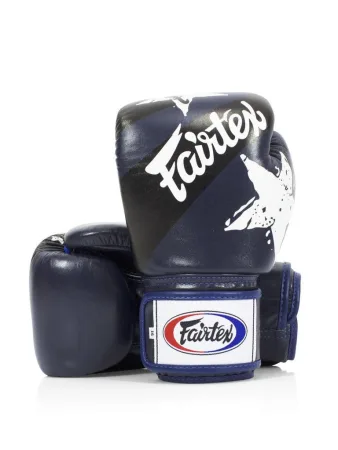 Боксерські рукавиці Fairtex BGV1 Nation Print Blue 12 унцій (бинти в комплекті)