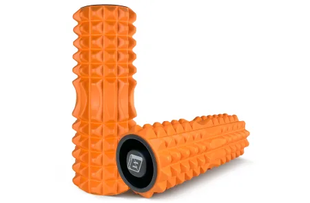 Масажний ролик EasyFit Grid Roller 33 см v.1,2 із заглушками з обох сторін оранжевий