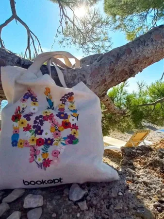 Екошопер BookOpt BK4033 квітковий тризуб бежевий