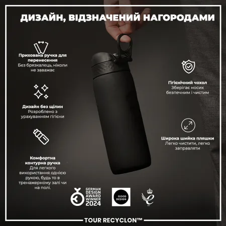 Пляшка для води ION8 750 мл. (ЕКО пляшка) BPA Free, Black