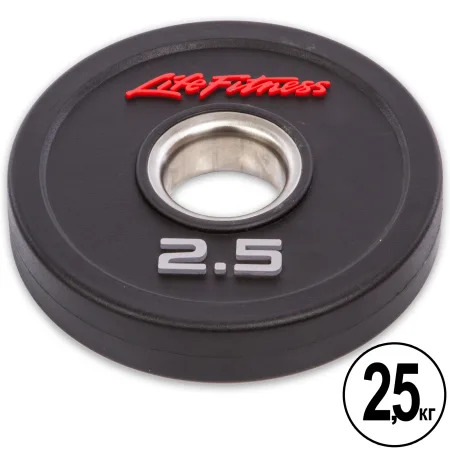 Polyurethane barbell plates LIFE FITNESS 51 mm 2.5 kg black