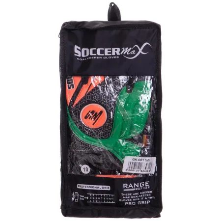 Рукавички воротарські професійні SOCCERMAX 8 - Зелений/Помаранчевий
