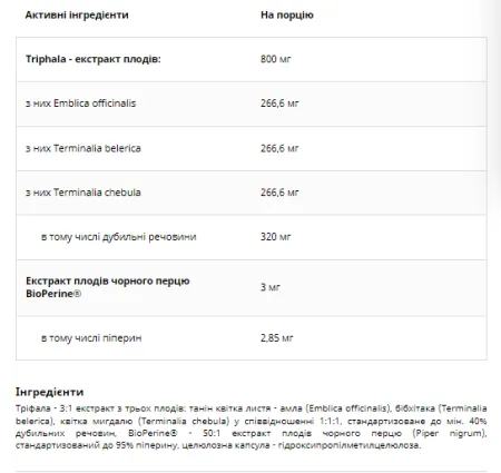 Triphala 800 мг - 120 капсул