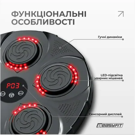 Боксерский тренажер EasyFit настенный музыкальный с подсветкой