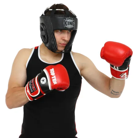 Рукавички боксерські шкіряні TT PERFORMANCE 10-14 унцій чорно-червоний 14