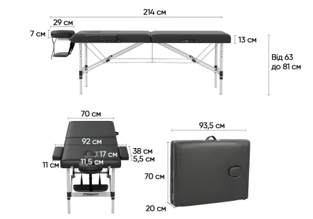 Massage table EasyFit ZenRest-2 folding couch black with cover