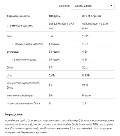 Whey Delicious - 700 г Ваніль з бананом