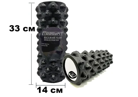 Масажний ролик EasyFit Grid Roller Extreme 33 см чорний