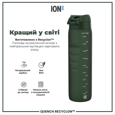 Пляшка для води ION8 1000 мл. (ЕКО пляшка) BPA Free, Dark Green