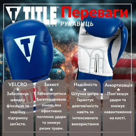 Боксерські рукавиці TITLE Classic Pro Style 3,0 Blue/White 14 унцій (капа в комплекті)