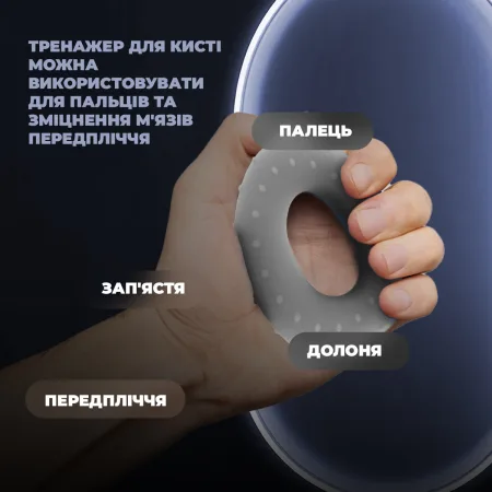 Еспандер кистьовий силіконовий PowerPlay PP-4338 Hand Grip Large 25 кг. сірий