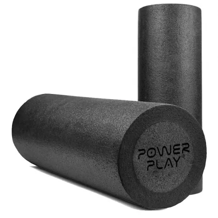 Масажний ролик роллер гладкий PowerPlay 4021 Fitness Roller Чорний 45x15 см.