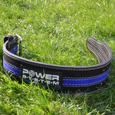 Пояс для пауерліфтингу Power System PS-3800 PowerLifting шкіряний Black/Blue Line - XXL