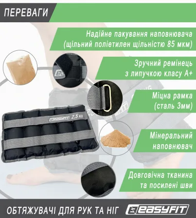 Обтяжувачі для ніг та рук EasyFit - 2,5 кг пара
