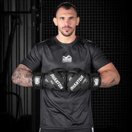 Боксерські рукавиці Phantom APEX Velcro Black 12 унцій (бинти 4 м. в подарунок)