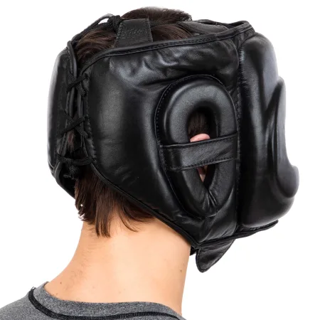 Шолом боксерський з бампером шкіряний TWINS STEEL FRAME Чорний M