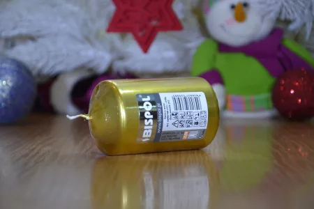 Свічка столова циліндр Bispol sw60/100 213 золотий металік