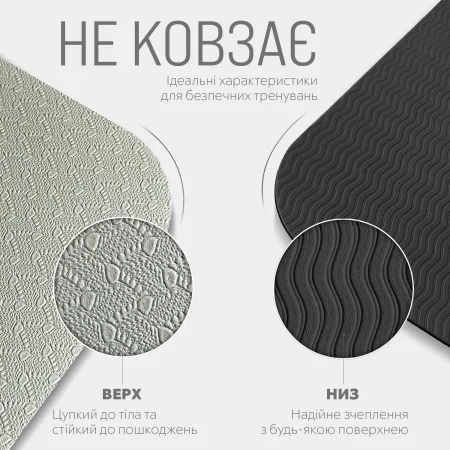 Килимок для йоги та фітнесу EasyFit TPE+TC 6 мм двошаровий сірий-чорний