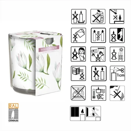 Ароматична свічка в скляному стакані Bispol біла квітка (SN 72s-42)