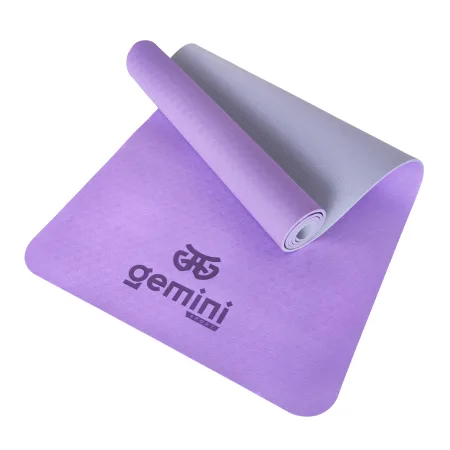 Килимок для фітнесу та йоги Sport TPE+TC 6 мм - фіолетово-сірий