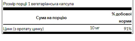 Zinc Orotate 10 мг - 60 капсул
