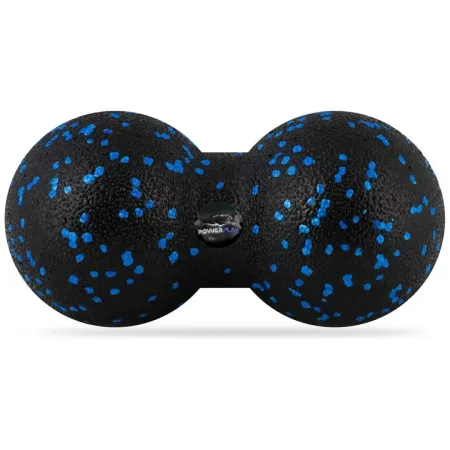 Масажний м'яч подвійний PowerPlay PP-4353 Epp foam Арахіс ball d12*24 cm. Чорно/Блакитний