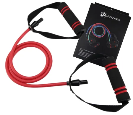 Трубчастий еспандер для фітнесу з ручками U-POWEX Latex Resistance Tube червоний (13,5 кг)