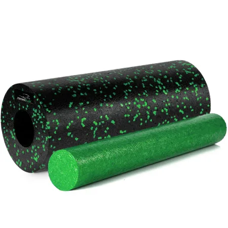 Масажний ролик (роллер) гладкий PowerPlay PP-4348 2 in 1 EPP Foam Roller чорно/зелений 33x14 см