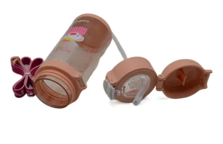 Пляшка для води CASNO - 690 мл KXN-1219 рожева свинка з соломинкою