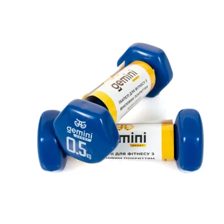 Гантелі Sport для фітнесу з вініловим покриттям 2 шт по 0,5 кг GSD-0.5BL
