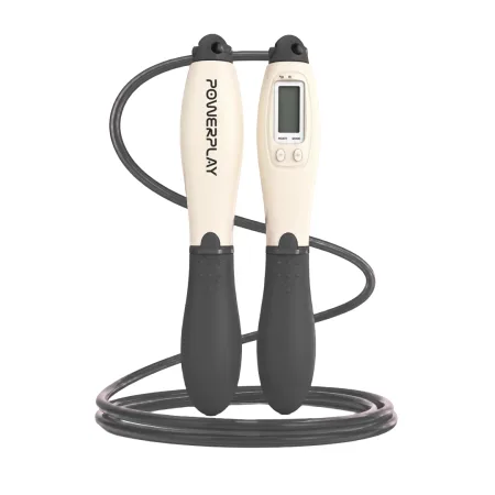 Скакалка з лічильником PowerPlay 4216 Jump Rope Чорно біла 2.8 см.