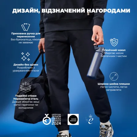 Пляшка для води металева вакуумна ION8 500 мл. Vacuum Insulated Navy