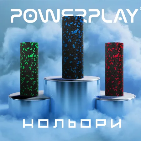 Масажний ролик (роллер) гладкий PowerPlay PP-4346 Mini EPP Foam Roller чорно/синій 15x5,3 см