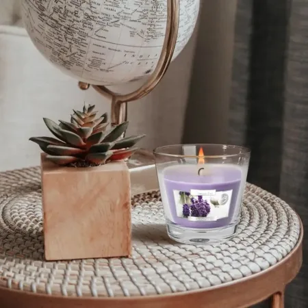 Свічка в скляному стакані Bispol лаванда (SN 90-79)