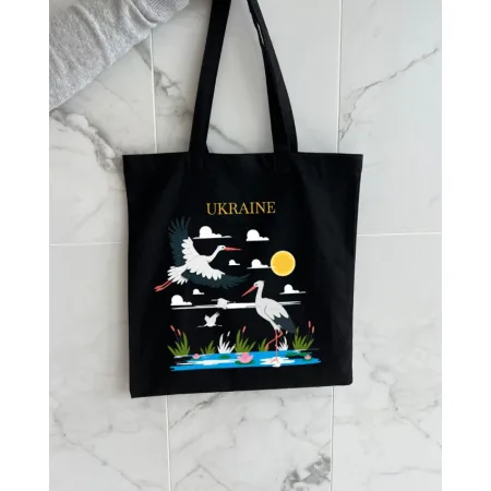 Екошопер BookOpt ВК4065 Ukraine «журавлі» символ щастя чорний