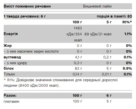 100% Glutamine - 500 г Вишня лайм