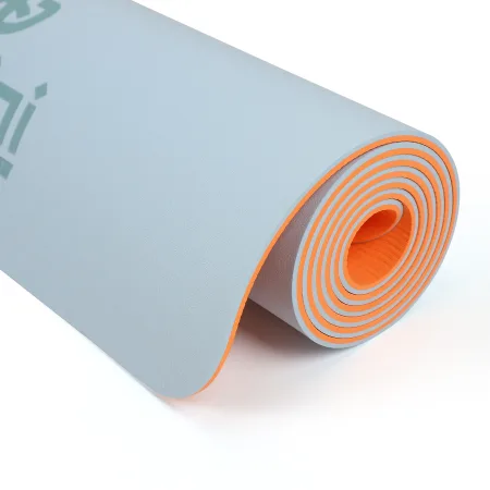 Килимок для фітнесу та йоги Sport TPE+TC 6 мм - блакитний - помаранчевий