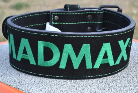 Пояс для важкої атлетики MadMax MFB-301 Suede Single Prong шкіряний Black/Green L