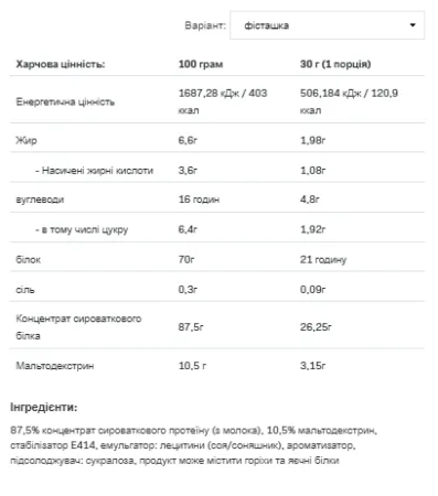 Whey Protein - 908 г Фісташковий крем