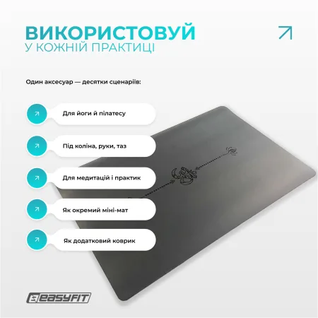 Міні-мат для йоги EasyFit Yoga Pad каучук 3,5 мм чорний