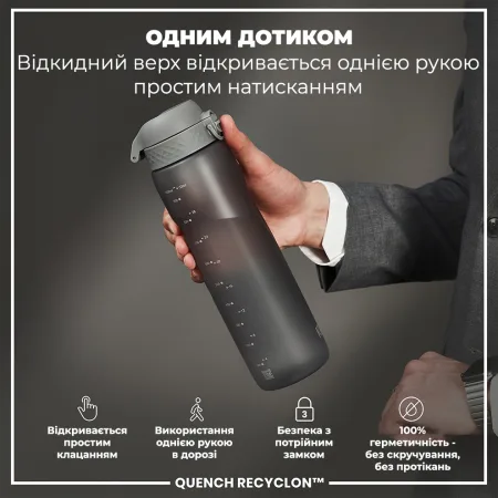 Пляшка для води ION8 1000 мл. (ЕКО пляшка) BPA Free, Grey
