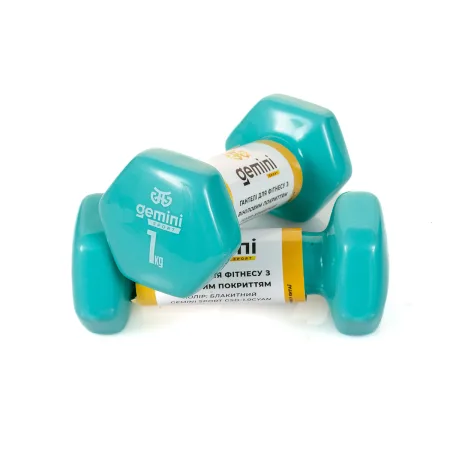 Гантелі Sport для фітнесу з вініловим покриттям 2 шт по 1,0 кг GSD-1.0CYAN