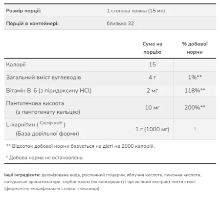 Carnitine Liquid 1000 мг - 473 мл Тропічний пунш