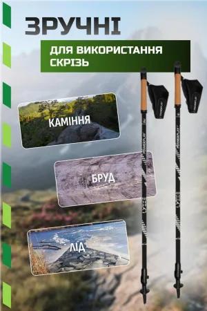 Палки для скандинавской ходьбы PowerPlay 9104 Lykke Black/White 80-135 см (пара)