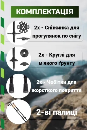 Трекинговые палки PowerPlay 9107 Friluftsliv Black/White 80-135 см (пара)